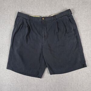 Tommy Bahama Shorts Mens Size 38 Silk Blend Pleated Chino Navy Blue Golf